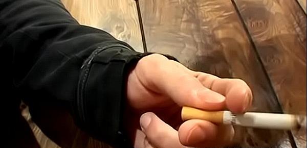  Twinkie bum boy likes smoking while jerking it off solo